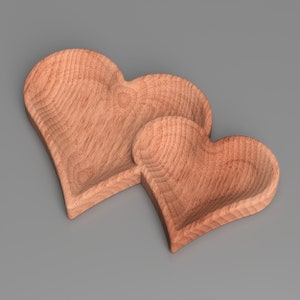 3D Double Heart Catchall Tray CNC-gesneden bestanden, inclusief STL- en CRV-bestanden