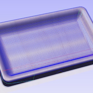 Peut inclure: Un r&eacute;cipient en plastique bleu de forme rectangulaire avec une surface lisse l&eacute;g&egrave;rement incurv&eacute;e. Le r&eacute;cipient est vide et semble &ecirc;tre con&ccedil;u pour contenir des aliments.