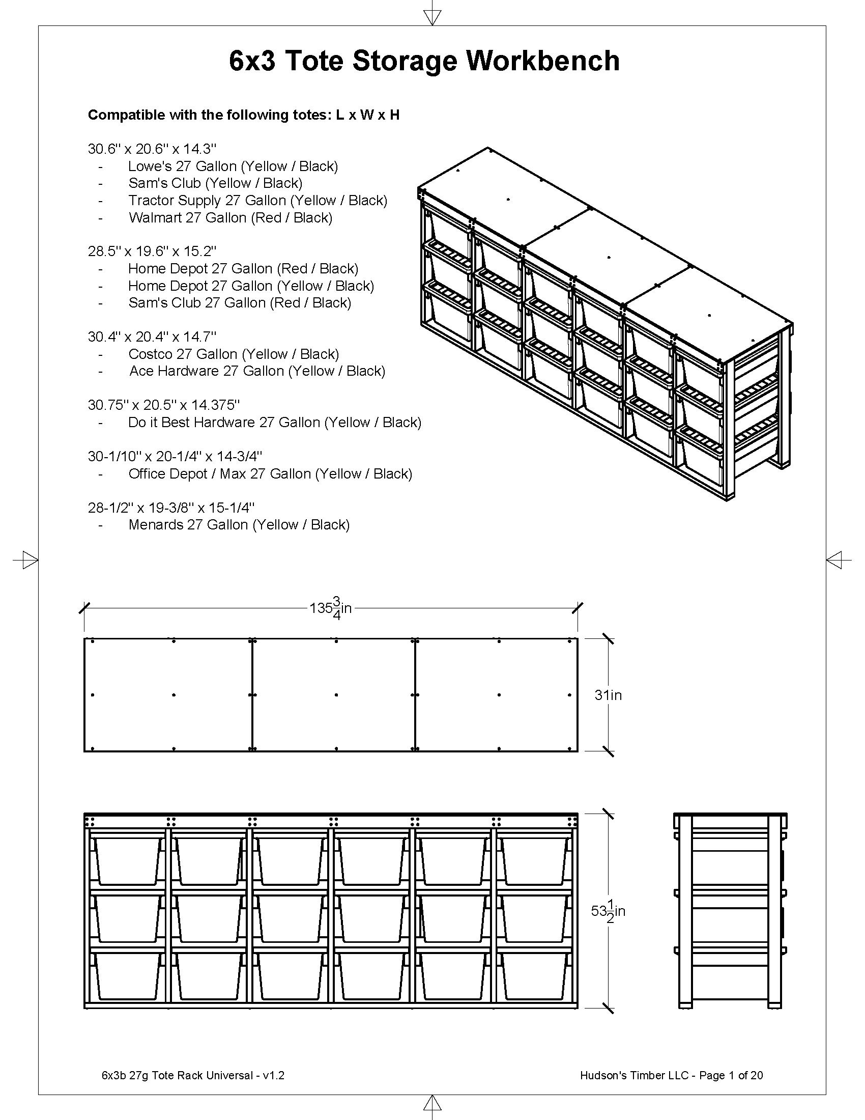 Diy Material Rack Plan.pdf 27 Gallon Tote Storage Rack Plans PDF. Holds 18 Bins (6x3) With Shelf ...