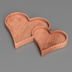 Double Heart Catch All Tray Concave Design CNC-gesneden bestanden