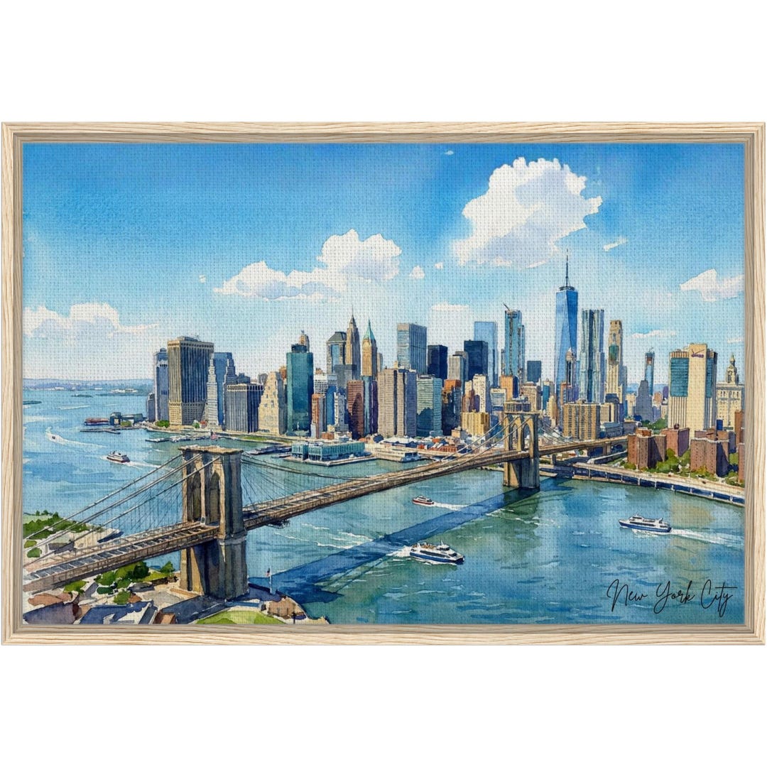 New York City Skyline Digital Product - Sunset Watercolor Art ...