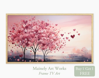 Valentine's Day Frame TV Art, Tree of Hearts for your Frame TV, Digital Download Art, Folk Art Hearts, TV Art, Tree of Life Hearts, Love Art