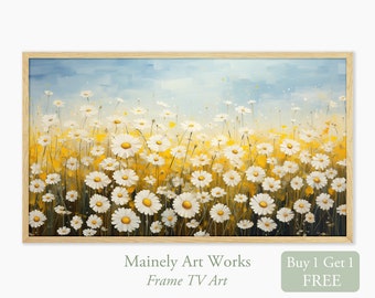 Flowers Samsung Frame TV Art, Wildflower art for Frame TV, Daisy Painting Wall Decor, Wildflower Meadow, Vibrant Spring Flowers Download Set