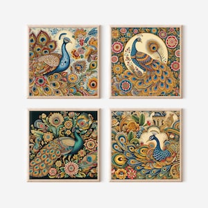 Indian Peacock Prints: Kalamkari Art, Persian Style (Digital Download)