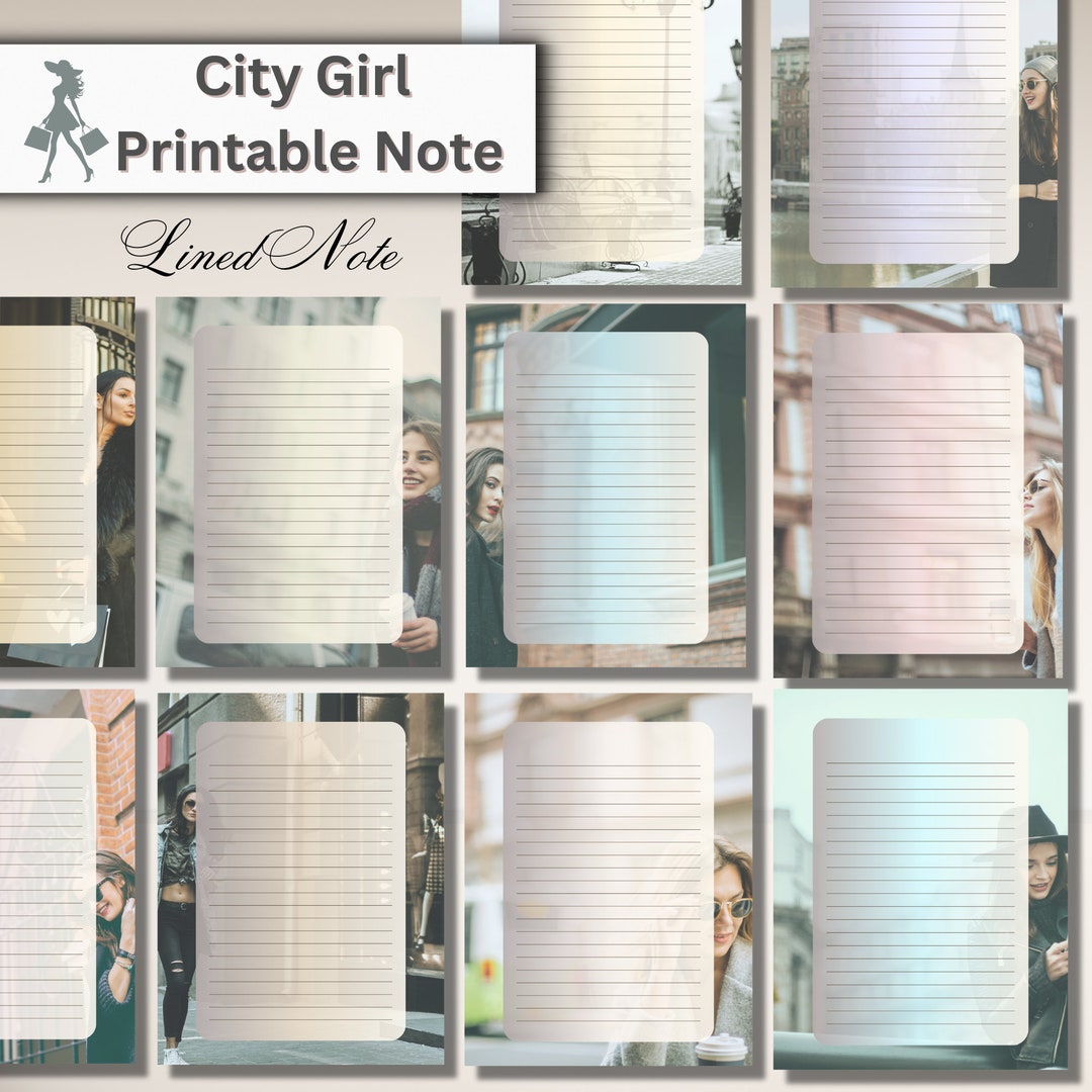 City Girl Photo Printable Note Set, Letter Printable Stationery ...