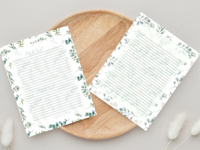 Botanical Lined Note Paper: Printable Stationery Bundle (digital ...