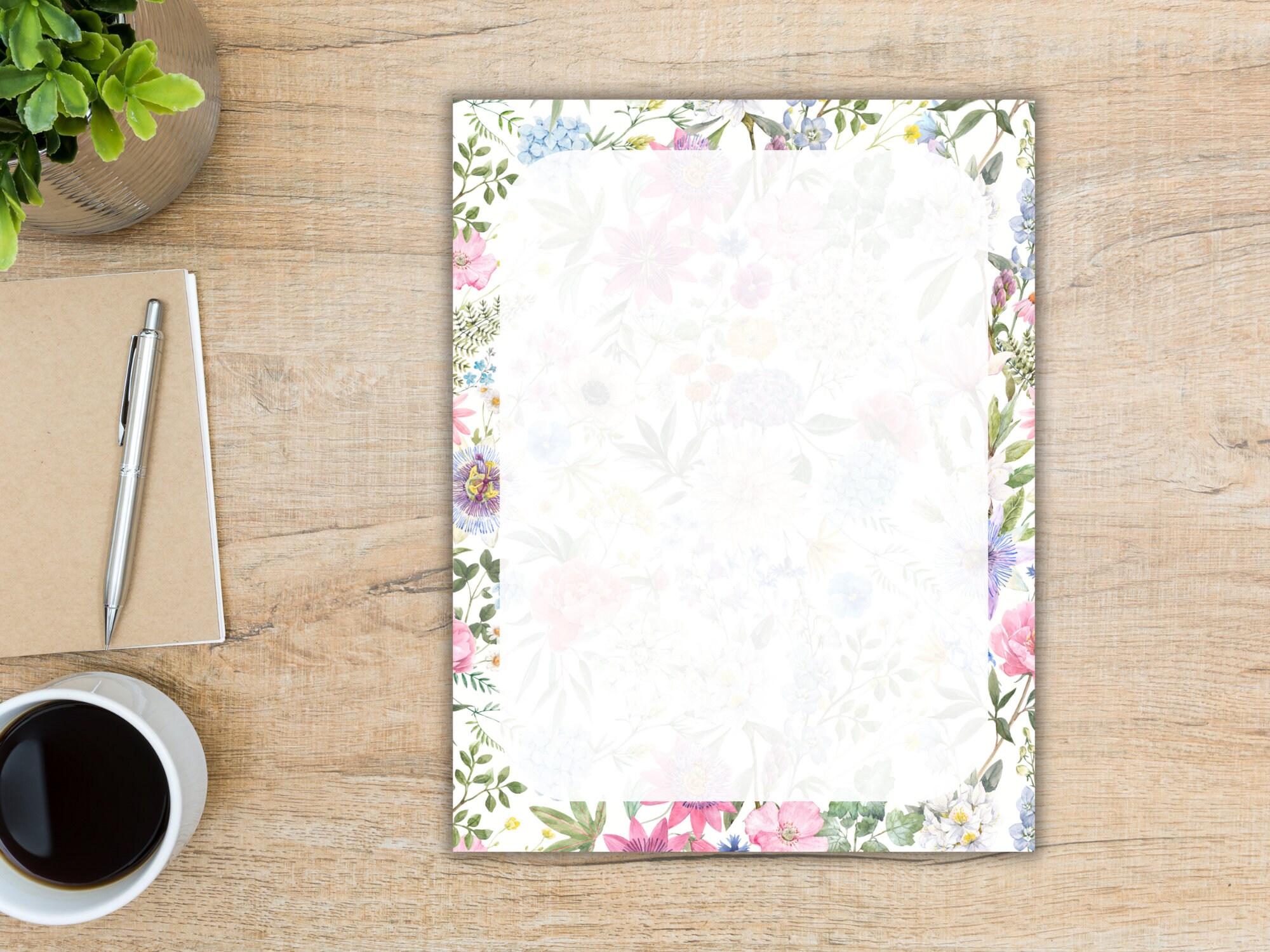Botanical Printable Note Paper: Floral Stationery Bundle (digital ...