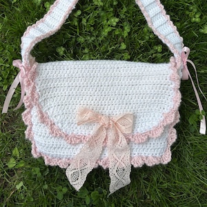 CROCHET PATTERN Bow Purse | Crochet Coquette Purse | Crochet Messenger Bag | Handmade Purse | Crochet Gifts | Beginner Crochet Pattern