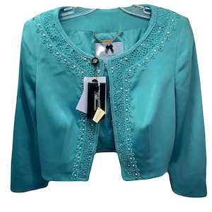 Blumarine Blazer Turquoise Swarovski Elements Crafted 42IT New with tags