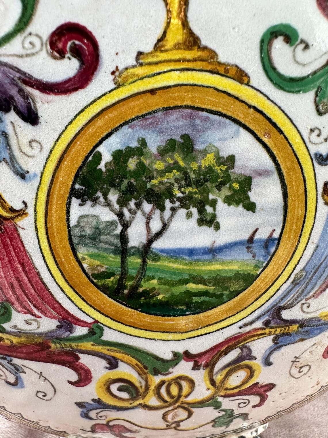 Antique Faenza Italian Majolica Moon Flask With Polychrome Decoration antique-faenza-italian-majolica-moon-flask-with-polychrome-decoration