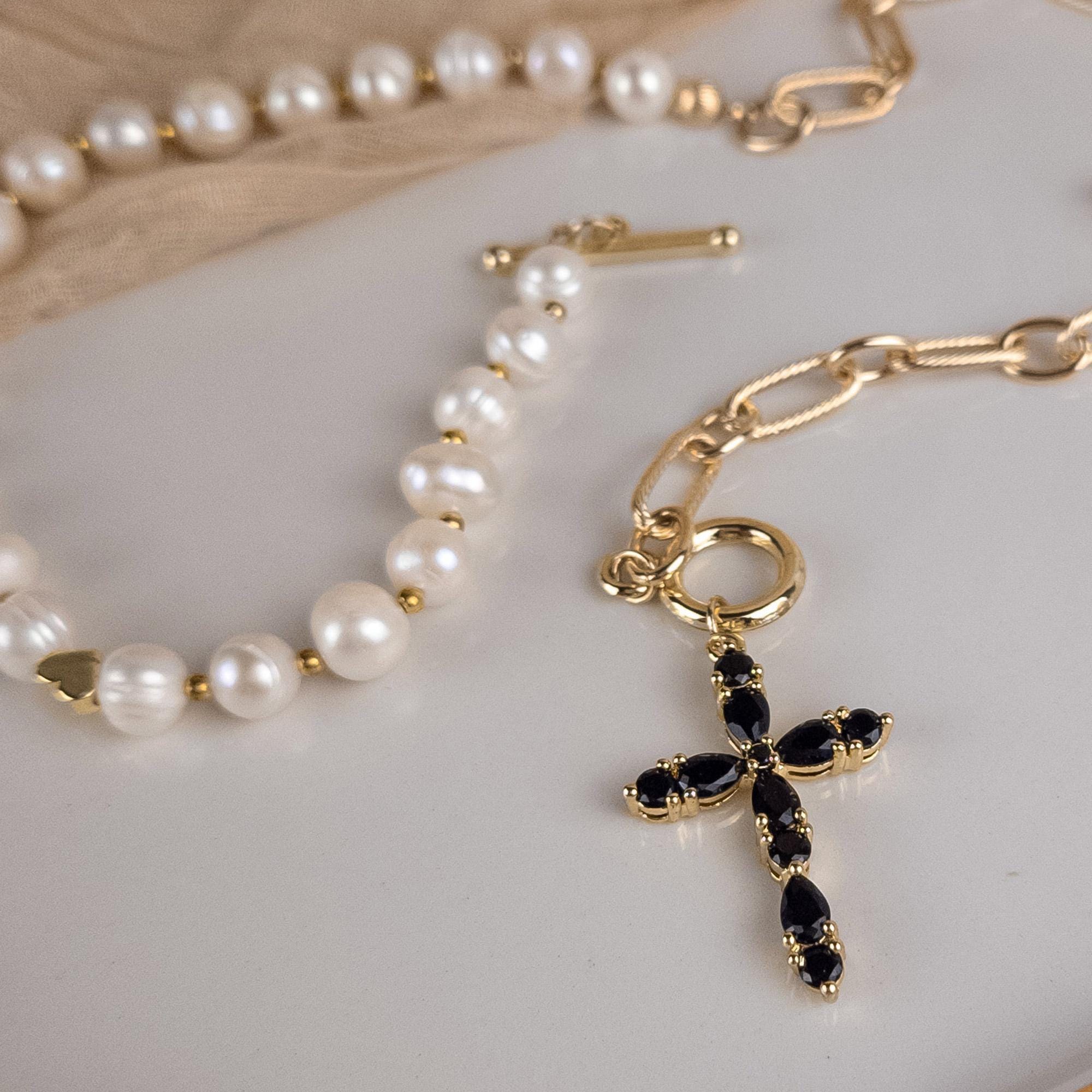 【BLACKPURPLE】cozy bear half pearl necklace BLACKPURPLE (ブラックパープル) - cozy bear half pearl