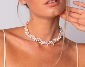 Baroque Pearl Choker: 18K Gold Bridal Wedding Necklace