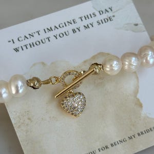Bridal Pearl Bracelet & Heart Charm, Rondelle Pearl Bracelet for Bride, Bridesmaid Gift Bracelet, Wedding Day Jewelry for Bride, Bridesmaids