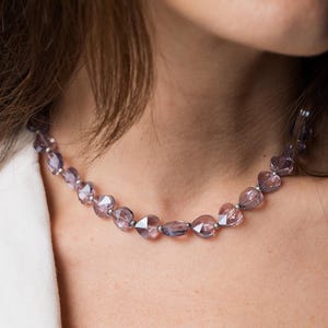 Elegant Pink and Purple Glass Heart Necklace - Delicate Jewelry for Everyday Wear, Thoughtful Gift for Teens and Girls, Gift for Her