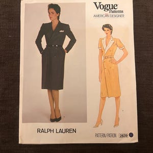 Vogue 2839 | American Designer: Ralph Lauren | Size 12 | dress | Vintage 1980 sewing pattern |  Complete and cut