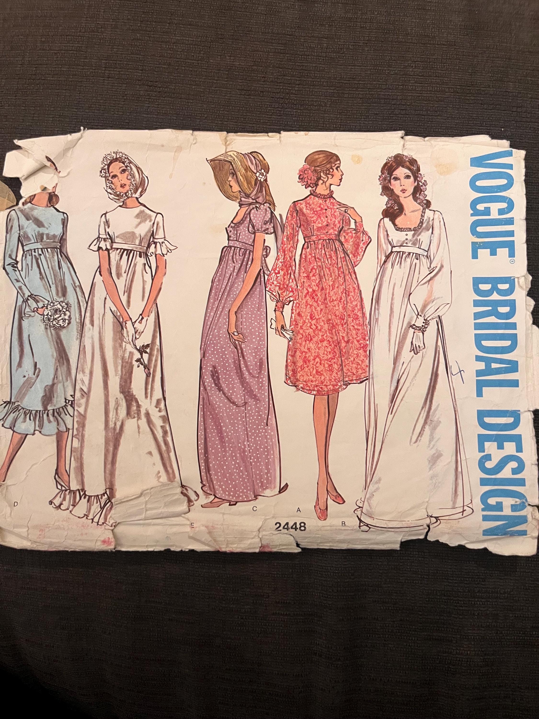 Vogue 2448 | Vogue Bridal Design | Size 10 | Bridal Dress | Bridesmaid | Vintage Sewing Pattern | Complete and Cut | 1970s