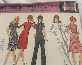 1970s | McCall's 2977, dress, tunic or pants vintage sewing pattern, 1977