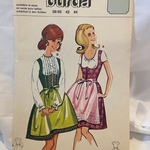 Burda 29007 | Sewing Pattern, Vintage sewing pattern  | apron| German costume | costume pattern | size 38/40. Cottagecore