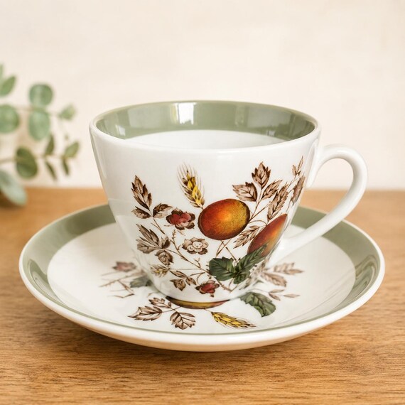 Alfred Meakin | Set of 4 | Teacup and Saucer Set : Olive Green