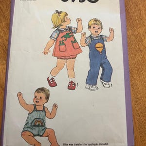 Vintage 1979 Toddler Overalls Sewing Pattern Simplicity 8950 - Size 2