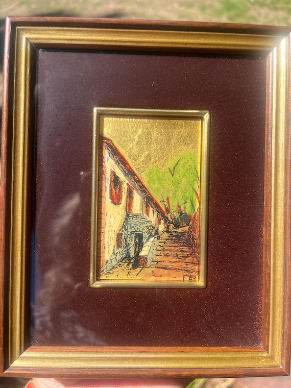 Florentine Gold Leaf Paintings: Hand-painted Tuscany Scenes