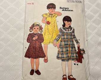Vintage 1970s Girls Dress Sewing Pattern - Betsey Johnson Butterick 6177 Size 5