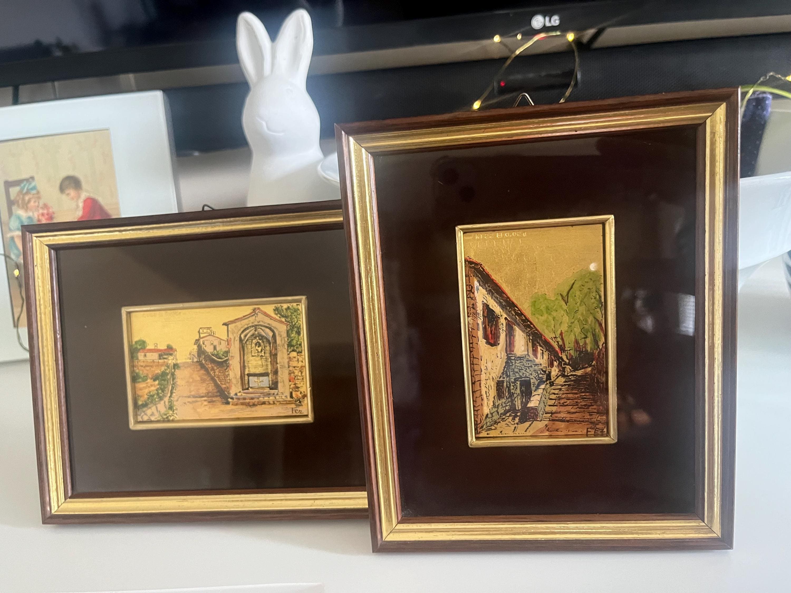 Florentine Gold Leaf Paintings: Hand-painted Tuscany Scenes