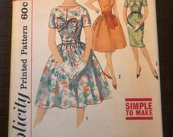 Años 60 / Simplicity 4407 / Talla 14 / Vestido / Patrón de costura vintage / Completo y cortado