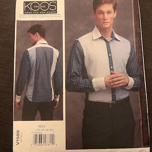 Vogue Men 7954 | men’s collared shirt | size 15 | size 15 1/2 | size 16 | long or short sleeved | factory folded and uncut
