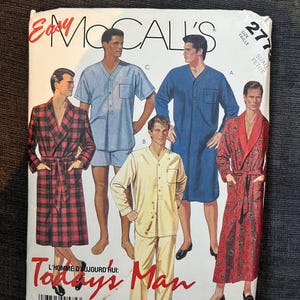 Easy McCalls Today’s Men 2770 | men’s robe, night shirt, pajamas | size small 34-36 | factory folded | 1980s