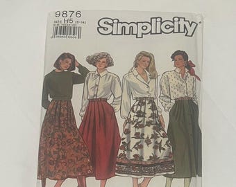 1990s | Simplicity 9876 |  Vintage | sewing pattern | Size 6-14 |  pleated skirt pattern | factory folded