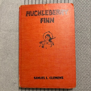Vintage Mark Twain-bokset Tom Sawyer & Huckleberry Finn Goldsmith Publishing Orange Inbunden Samuel L Clemens 1930-talsböcker