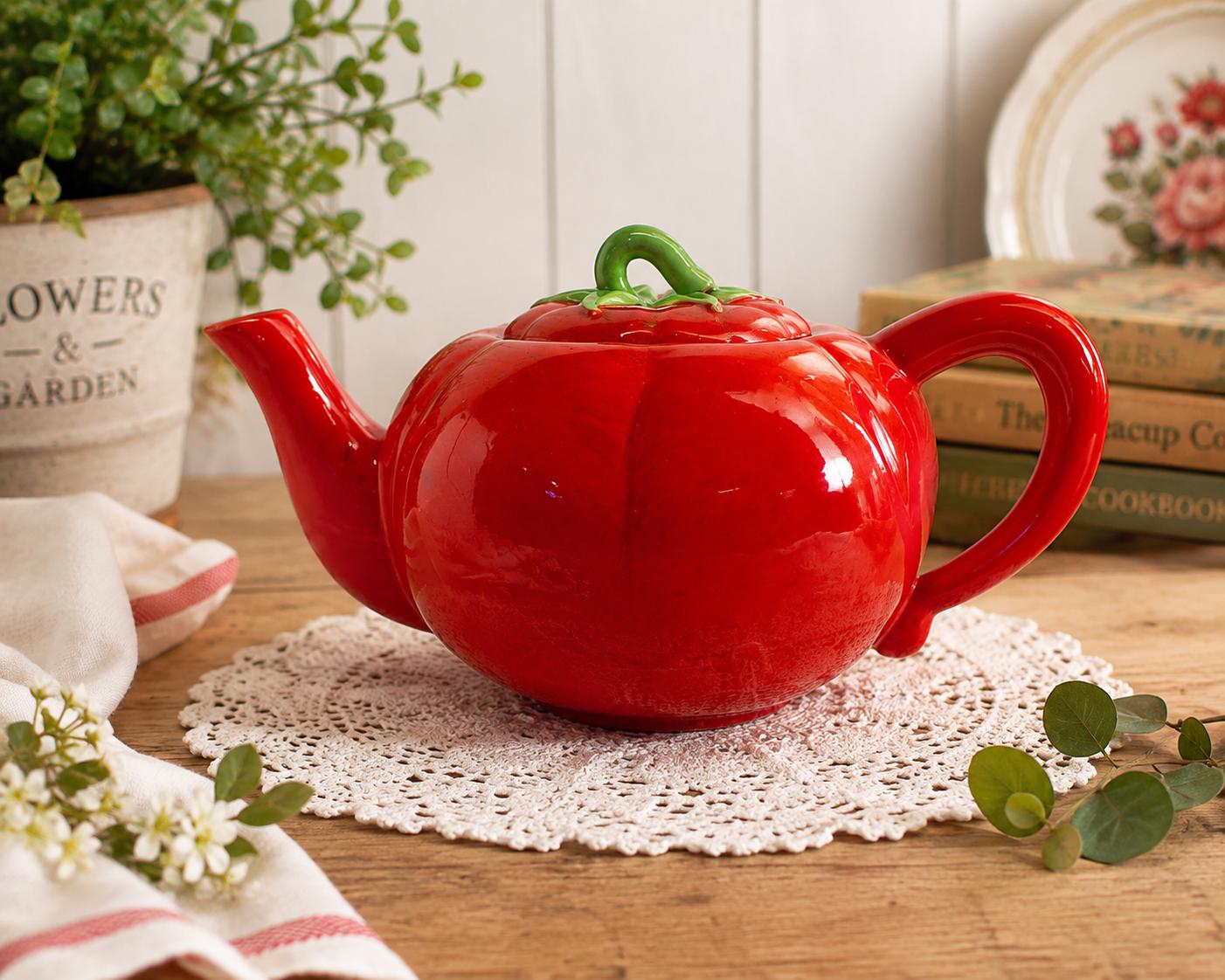 ビンテージ風 ティーポット刺繍アート Tomato teapot - Etsy 日本