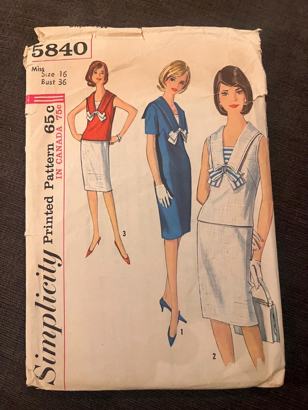 Simplicity 5840 | Vintage Sewing Pattern | Dress | Over Blouse Skirt ...