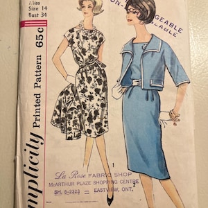 Simplicity 3887 | Vintage Sewing Pattern |    Dress pattern | Slenderette Misses and women’s one piece dress and jacket