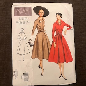 Vogue 2401 | size (6-8-10) | coat dress | Vintage 1952 Sewing Pattern reproduced in 2001 | factory folded