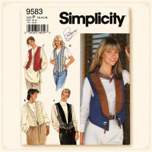 1990-talet | Simplicity 9583 | Storlek 12-14-16 | väst | Sömnadsmönster | Fabriksvikt | westernkläder