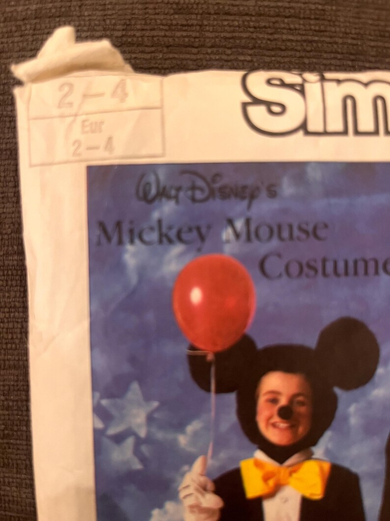 Sewing Pattern Mickey Vintage 1986 Mickey Mouse Sewing Pattern: Simplicity 7729, Child Size 2 ...
