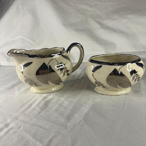 1940s Sandland Ware Silver Luster Sugar Bowl and Creamer Set
