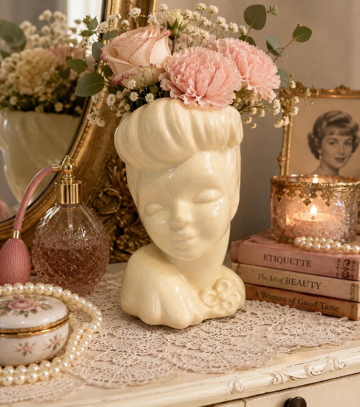 Lady Head Vase Vintage - Etsy Canada