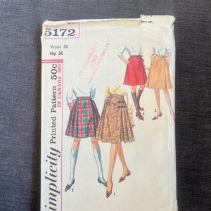 Années 60 | Simplicité 5172 | jupe | Patron de couture, taille 26, hanches 36