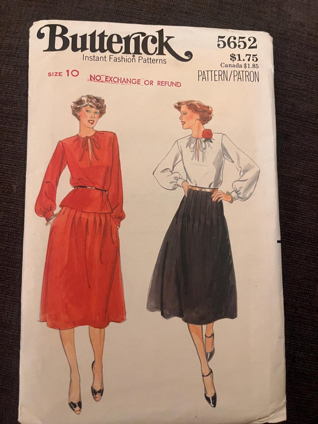 1970s Sewing Pattern: Misses Top & Skirt - Butterick 5652 - Size 10 - Etsy