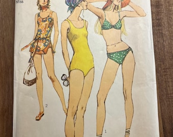1970s | Simplicity 9321 | Size 14 | Knit Bathing Suit | Sewing Pattern | Complete and cut