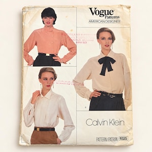 Vogue 1025 | American Designer: Calvin Klein | Size 6-8-10  | blouse |  sewing pattern | Complete and cut