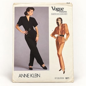 Vogue 1871 |  American Designer: Anne Klein | Size 12 | jumpsuit | Vintage sewing pattern |  | 1980s | Factory folded