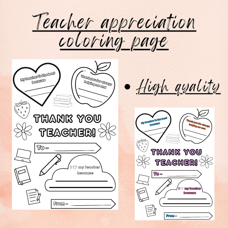 Teacher Appreciation Coloring Page Printable, Best Teacher Card Teacher