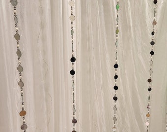 Set of 4 Mirror Garlands ONLY with white & silver beads perfect for nikkah partition, English,pakistani,indian decor please read description
