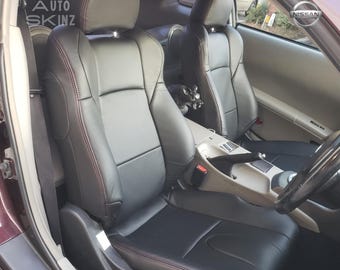 Sports Seat Covers For Nissan 350Z, Synthetic Leather seat covers car in Full Black Color , Fits for Nissan 2003-2008