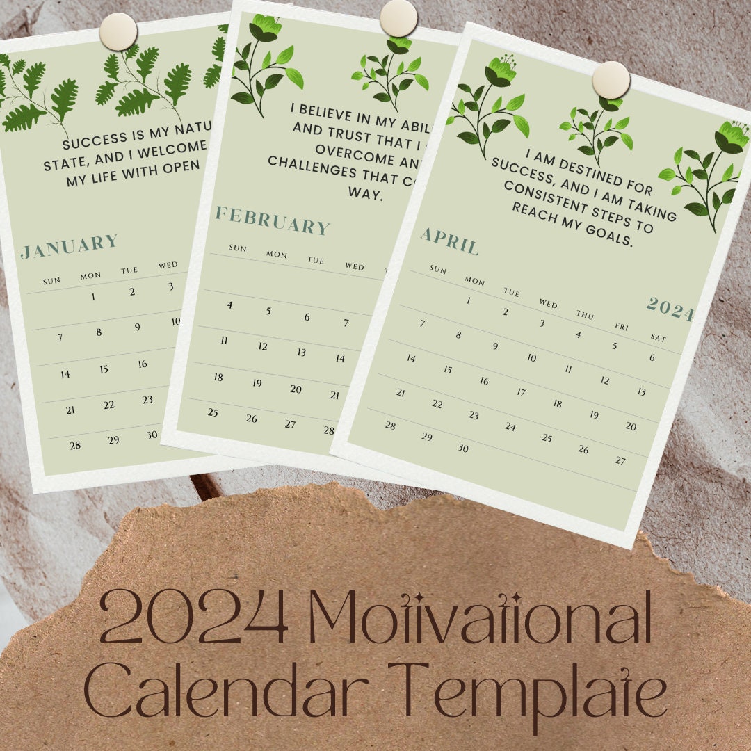 2024 Motivational Calendar Template Etsy