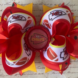 Kansas City Chiefs Football Hair Bow, Girls Kansas Bow, Football Hair Bow, Kansas Football Bow for Toddlers